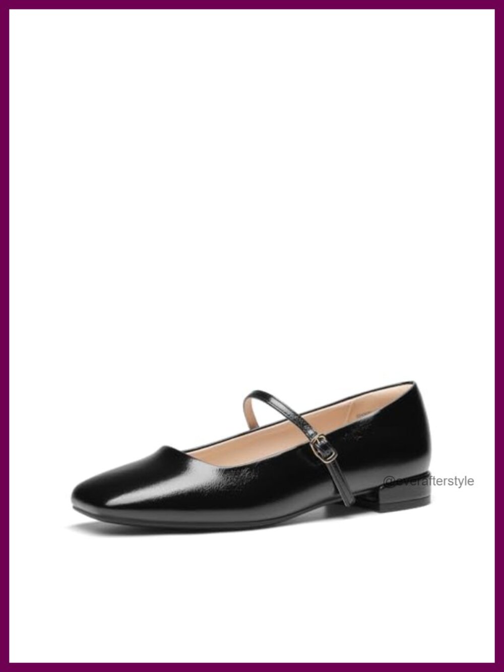 Women's Square Toe Mary Jane Ballet Flats Faux Leather Adjustable Strap